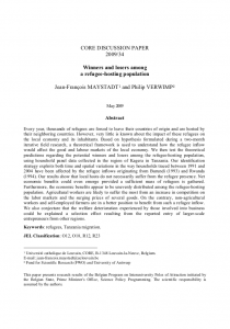 Winners and Losers Among a Refugee-Hosting Population. Maystadt, J.F. and Verwimp, P. (2009) Cover Image