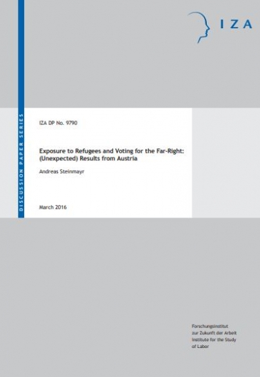  Exposure to Refugees and Voting for the Far-Right: (Unexpected) Results from Austria. Steinmayr, A. (2016) Cover Image