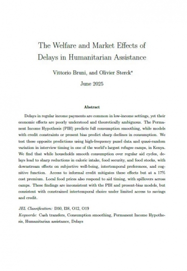 The Welfare and Market Effects of Delays in Humanitarian Assistance Cover Image