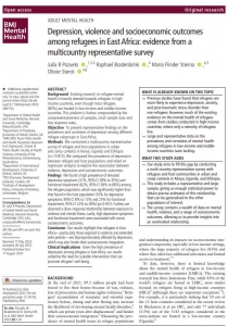 Depression, violence and socioeconomic outcomes among refugees in East Africa: evidence from a multicountry representative survey Cover Image